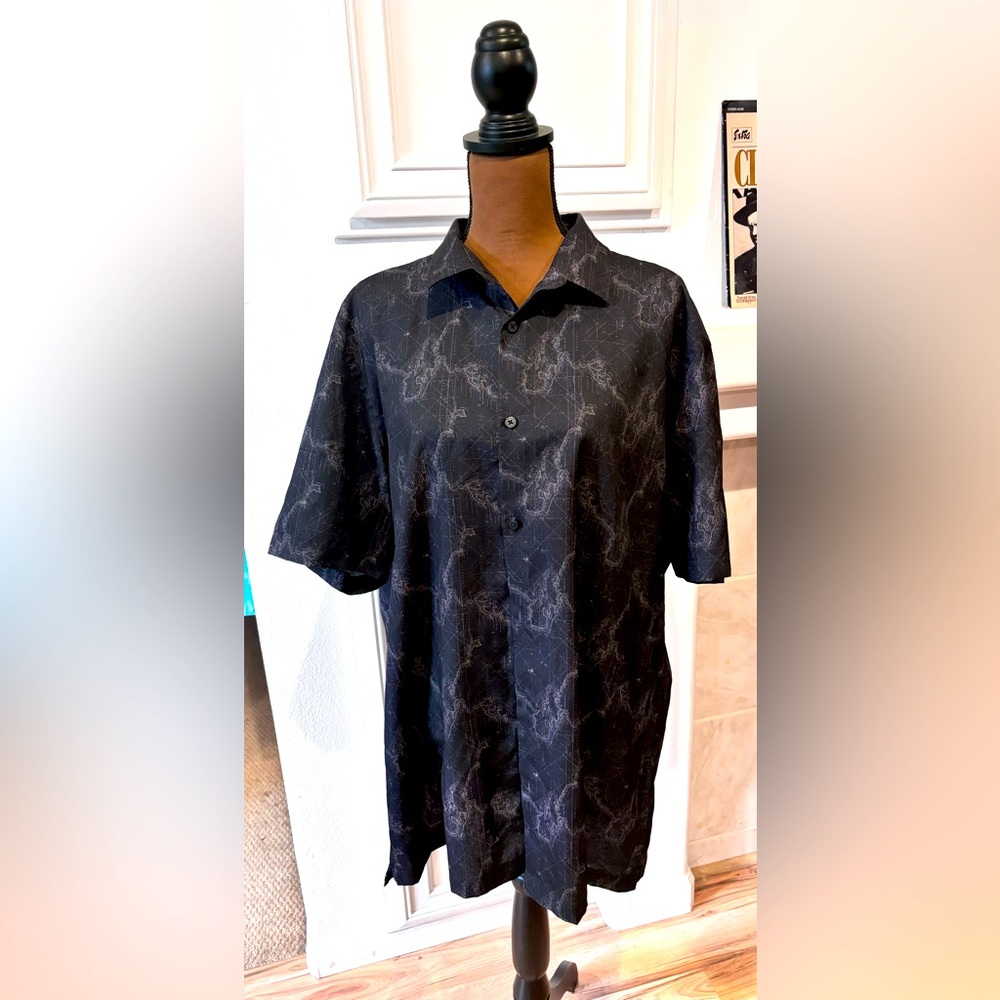 Alfani Men's Map-print Shirt, Created For Macy's, black never worn— XXL.